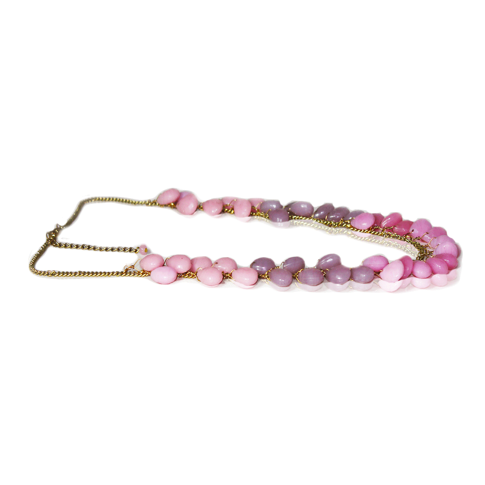 Pink And Muave Colored Drop Beads Necklace